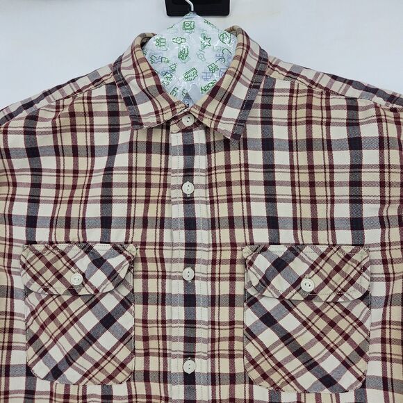 Pendleton Shirt Mens Medium White Maroon Plaid Button Down Long‎ Sleeve Surf M - Picture 2 of 10